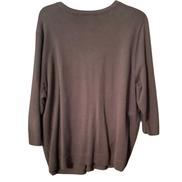 CJ Banks 1X Black Button-Front Sweater with Multicolor Embroidery - Picture 3 of 4